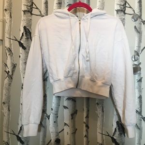 Forever 21 White Cropped Hoodie